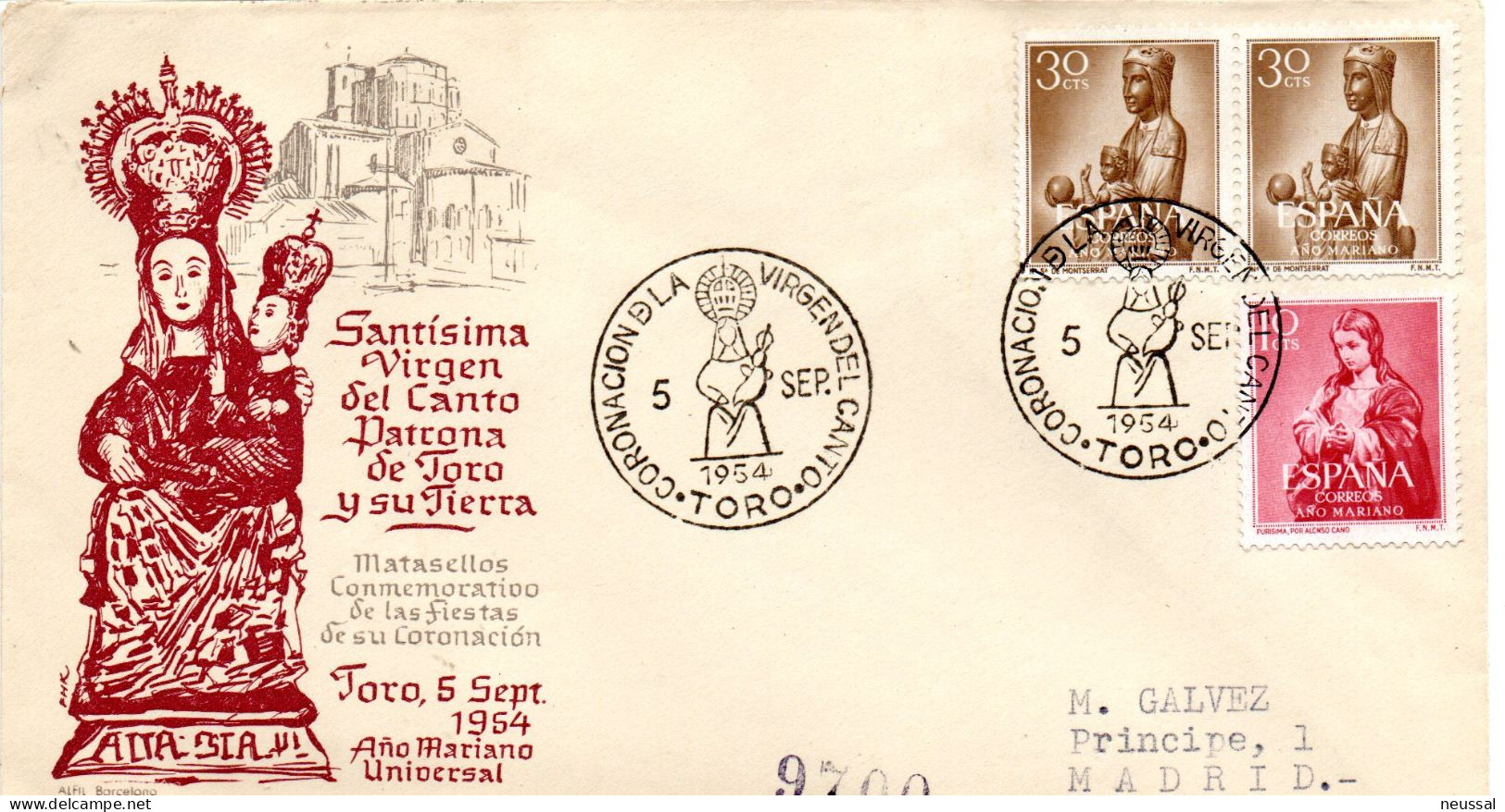 Carta Con Matasellos Commemorativo De Coronacion De Toro - Lettres & Documents