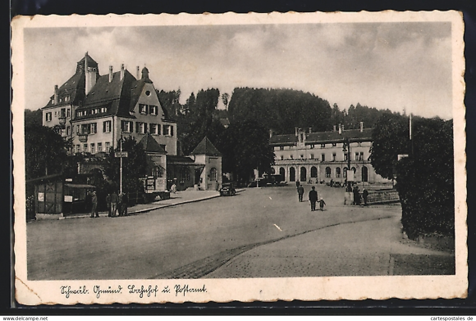 AK Schwäbisch Gmünd, Blick Auf Bahnhof Und Postamt  - Schwaebisch Gmünd