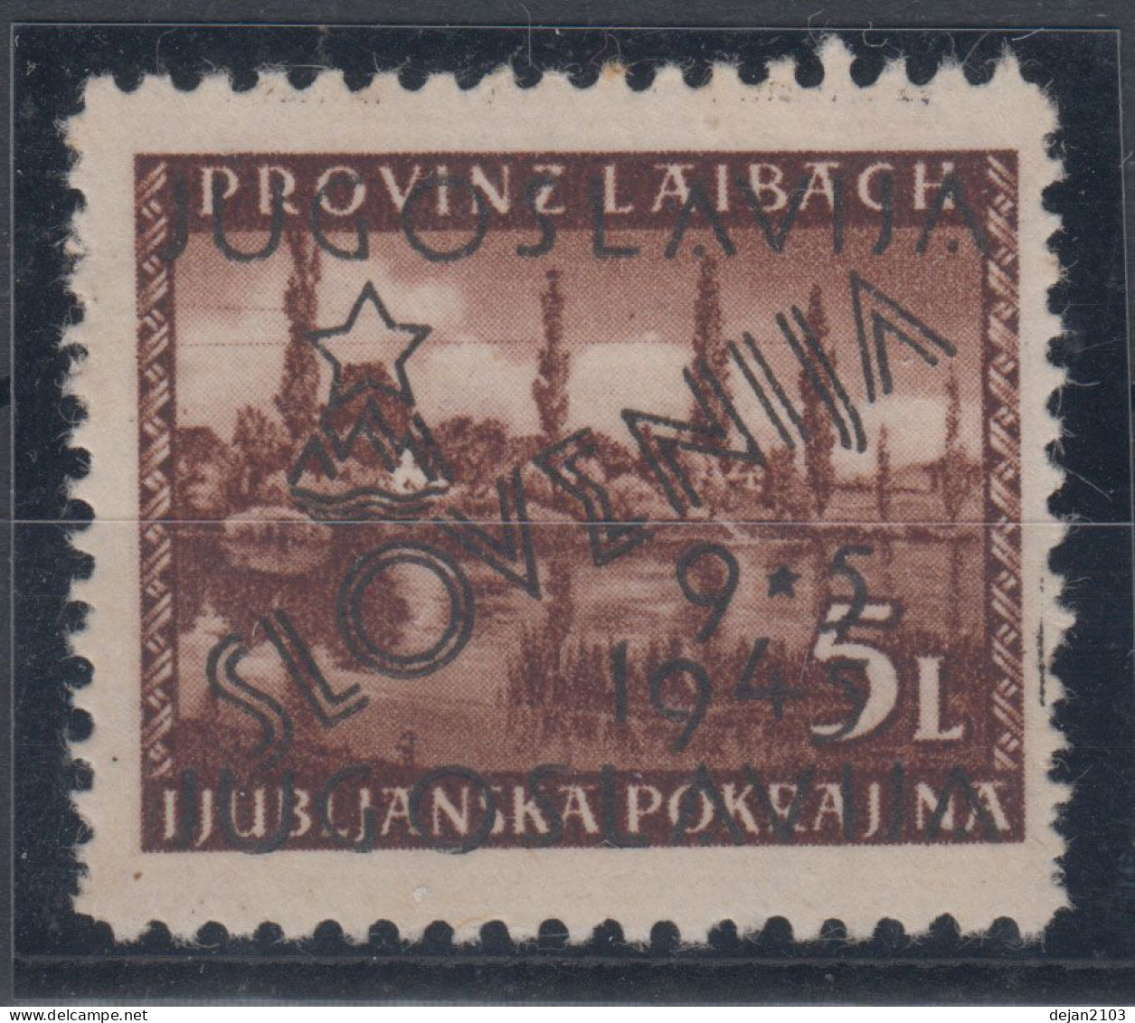 Italy Occupation Slovenia Laibach 5 Lire ERROR "WIRE" 1945 MNH ** - Ungebraucht