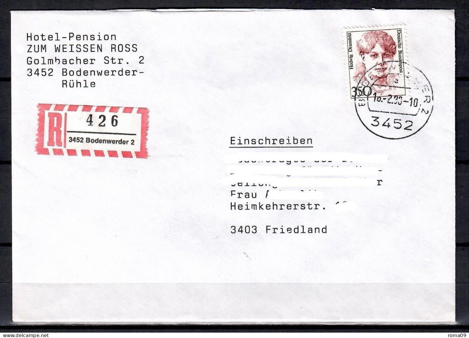 MiNr. 1393; Hedwig Dransfeld, Auf Portoger. E-Brief Von Bodenwerder Nach Friedland; B-2147 - Briefe U. Dokumente