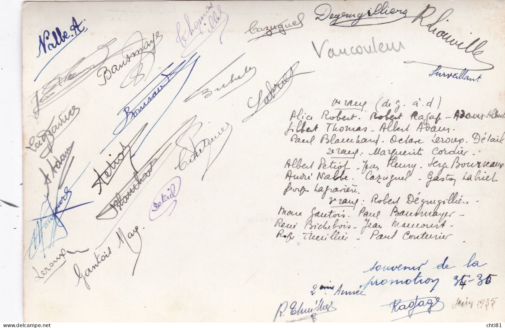 DEP55......PHOTO Format 10x15...VAUCOULEURS CLASSE PROMOTION 1934 35 Avec Noms Et Signatures Des Eleves Au Dos - Autres & Non Classés