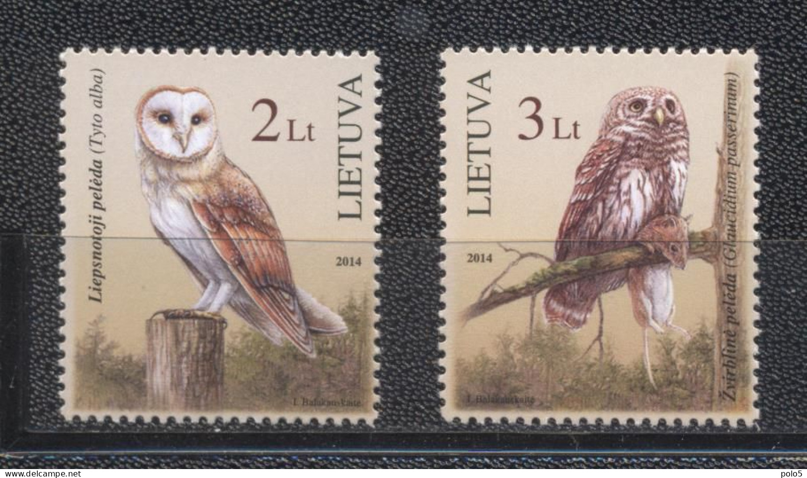 Lituania 2014- Birds- Owls Set (2v) - Lithuania