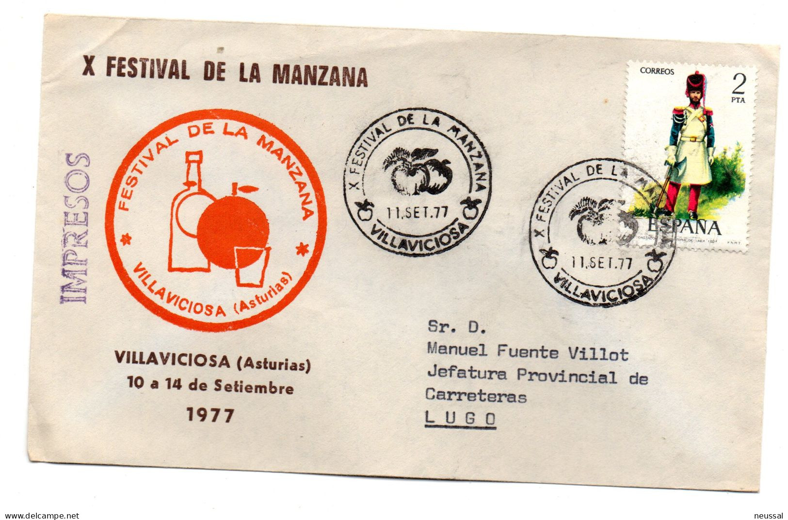 Carta  Con Matasellos Commemorativo De Festival De La Manzana Villaviciosa - Briefe U. Dokumente