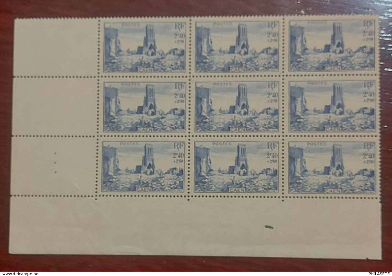 France 1947 Bloc De 9 Timbres Neuf** N° YT 746 Caen - Nuovi