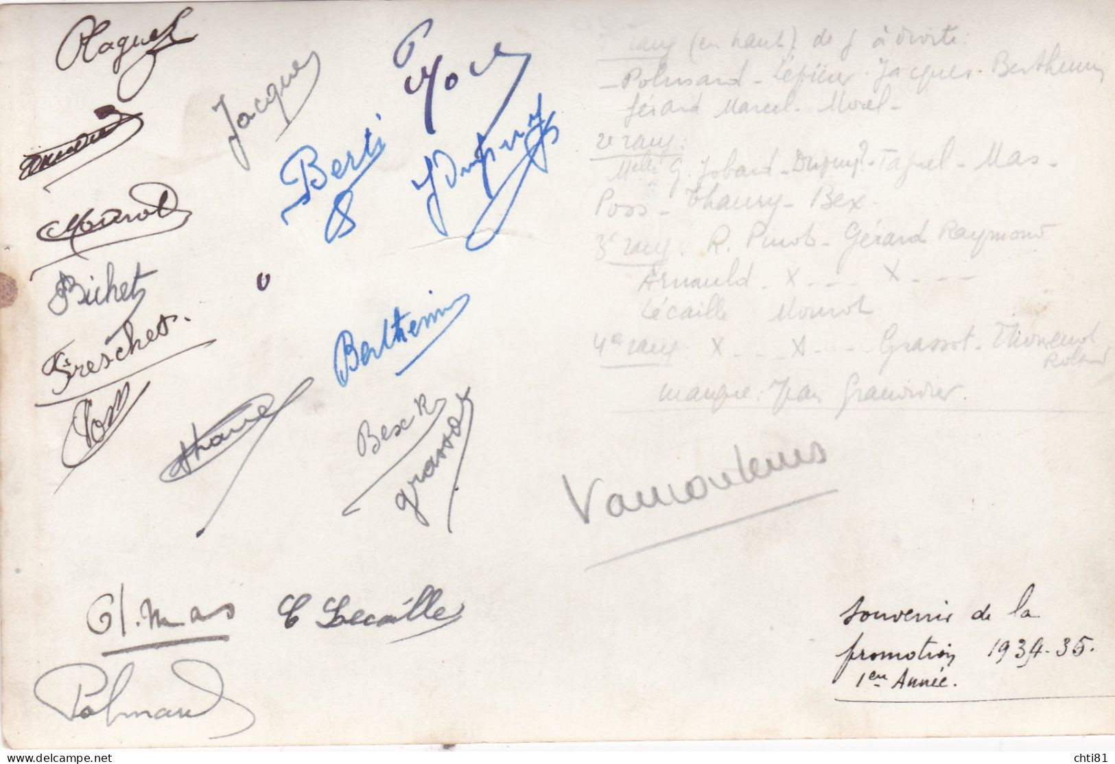 DEP55......PHOTO Format 10x15...VAUCOULEURS CLASSE PROMOTION 1934 35 Avec Noms Et Signatures Des Eleves Au Dos - Autres & Non Classés