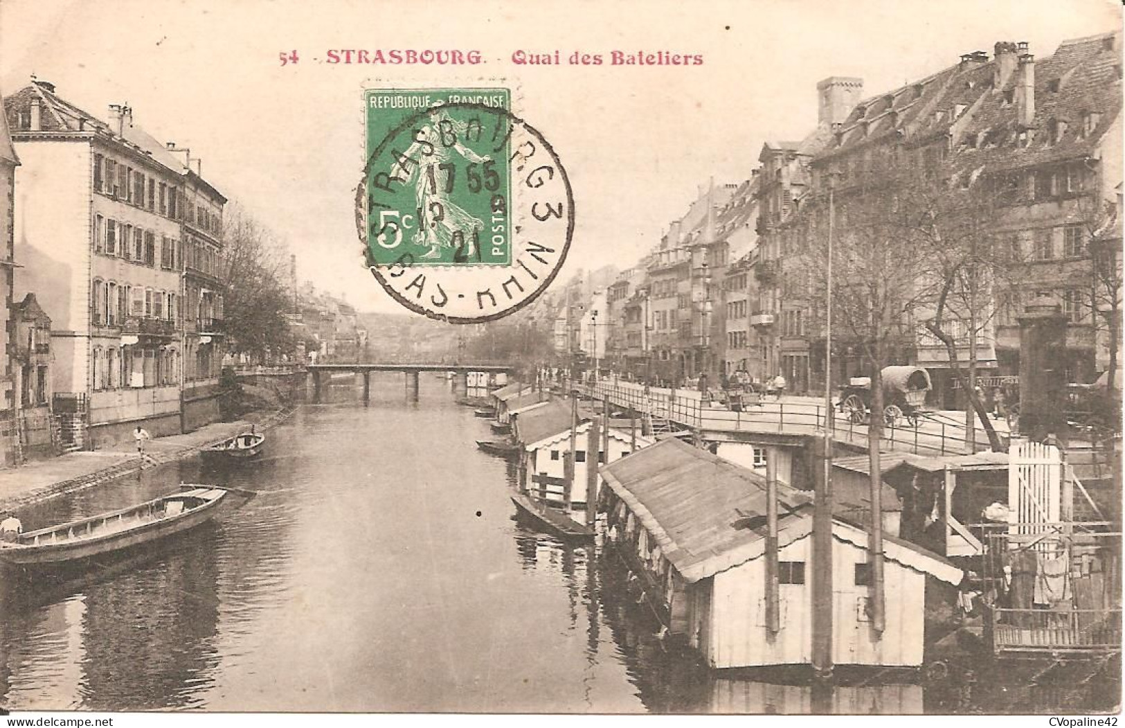 PENICHES - STRASBOURG (67) Quai Des Bateliers En 1921 - Péniches