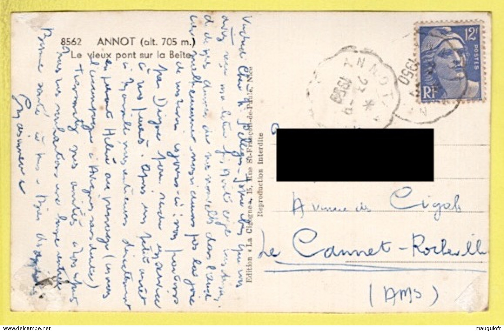 04 ALPES DE HAUTE PROVENCE / ANNOT / LE VIEUX PONT SUR LA BEÏTE / 1959 - Autres & Non Classés