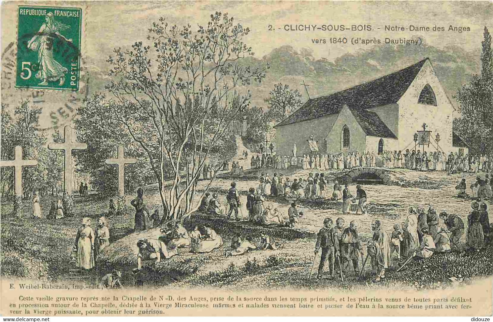 92 - Clichy - Notre Dame Des Anges Vers 1840 - Art Dessin - CPA - Voir Scans Recto-Verso - Clichy