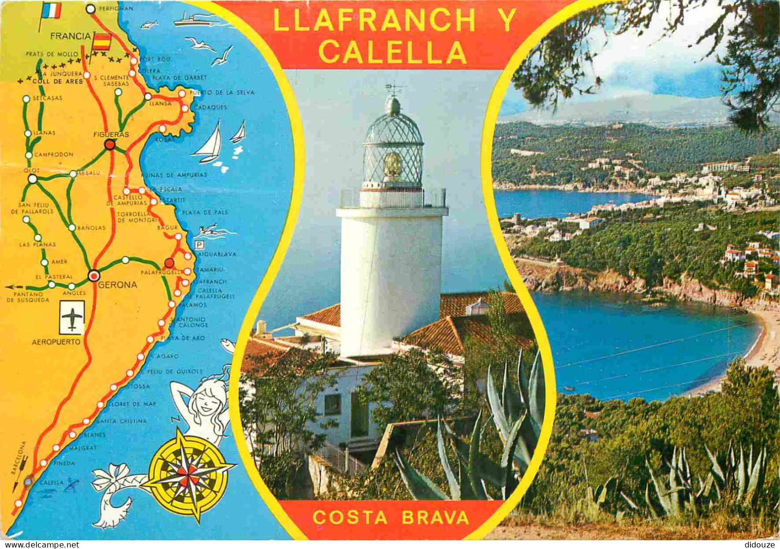 Espagne - Espana - Cataluna - Costa Brava - Llafranch Y Calella - Multivues - Carte Géographique - Phare - CPM - Voir Sc - Gerona