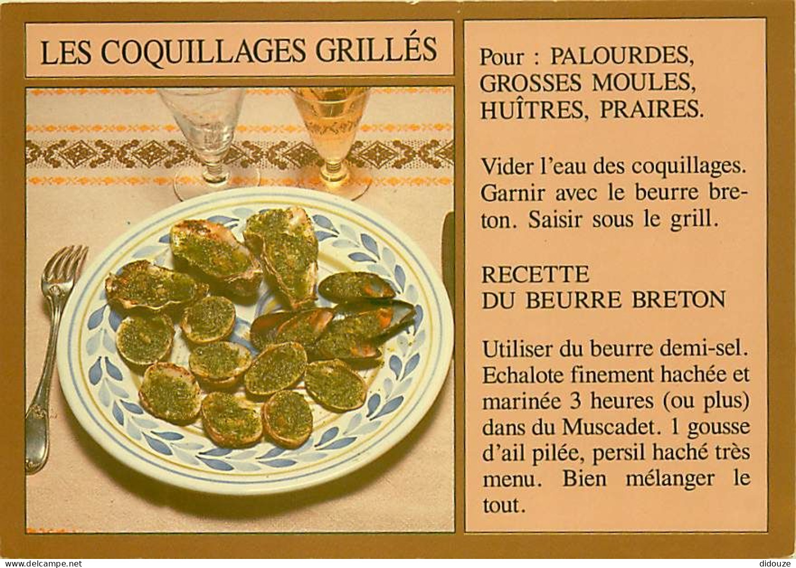 Recettes De Cuisine - Coquillages Grillés - Carte Neuve - Gastronomie - CPM - Voir Scans Recto-Verso - Recipes (cooking)