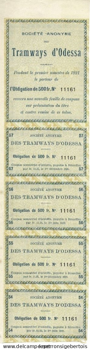 - Obligation De 1899 - Société Anonyme Des Tramways D' Odessa - N° 11161 - Chemin De Fer & Tramway