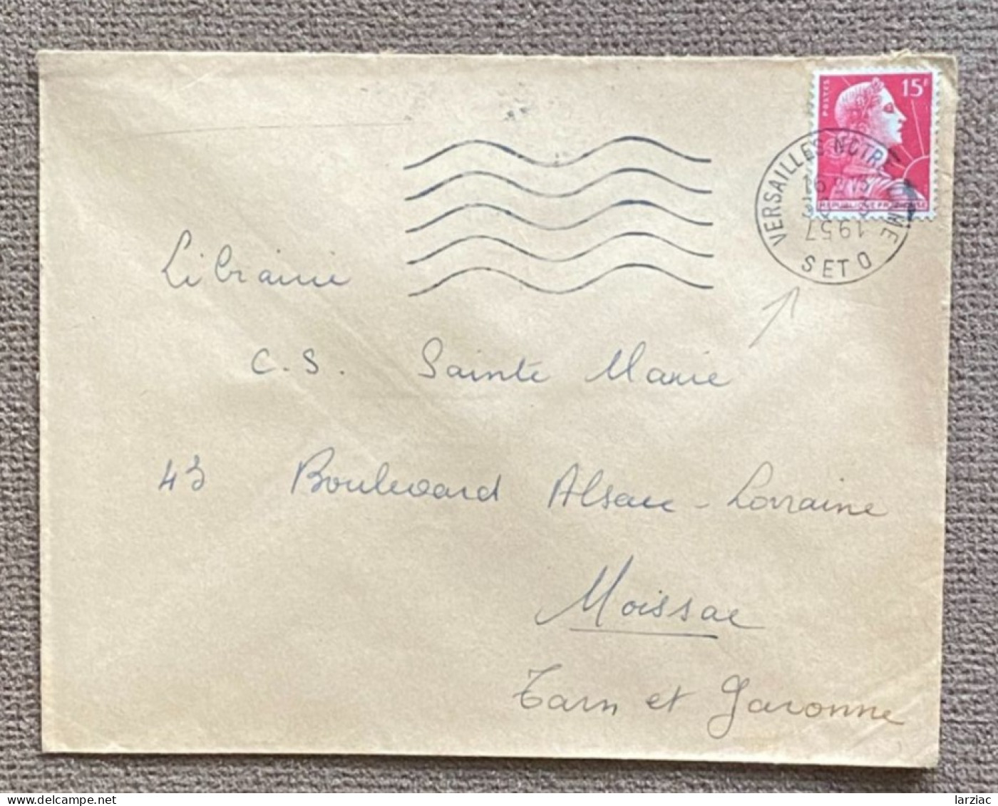 Enveloppe Affranchissement Type Muller Oblitération Versailles Notre Dame Seine Et Oise 1957 Anomalie Date Inversée - 1921-1960: Modern Tijdperk