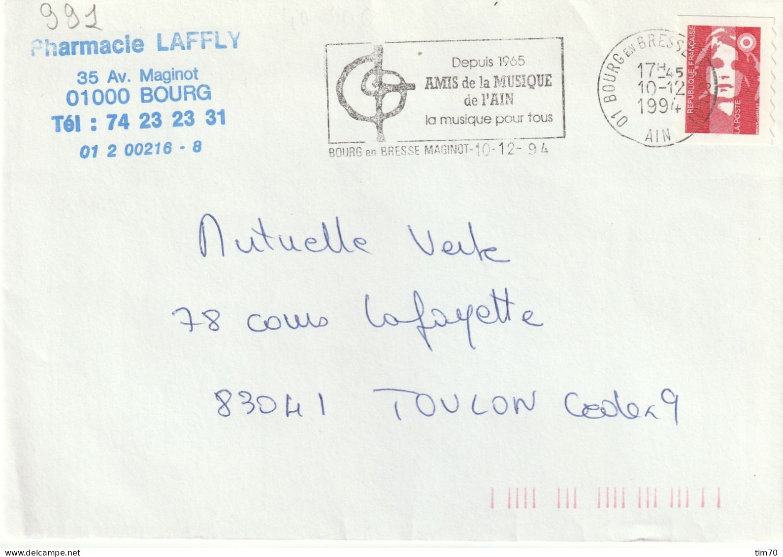 FLAMME  PERMANENTE   / N°  2874    01  BOURG  EN  BRESSE  MAGINOT - Maschinenstempel (Sonstige)