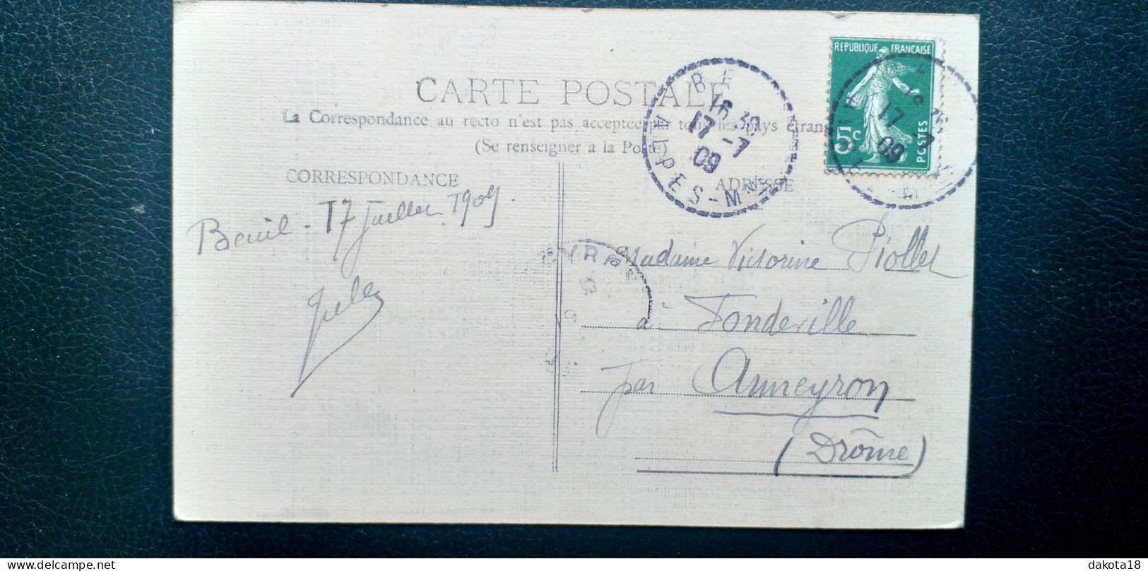 06 ,  Beuil , Carte Toilée , Vue Générale En 1909 - Autres & Non Classés