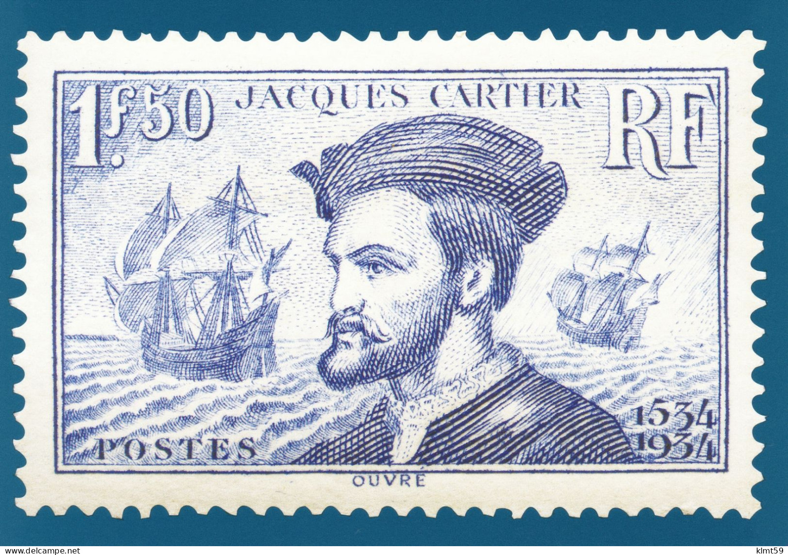 Carte Timbre Jacques Cartier 1534-1934 - Timbres (représentations)