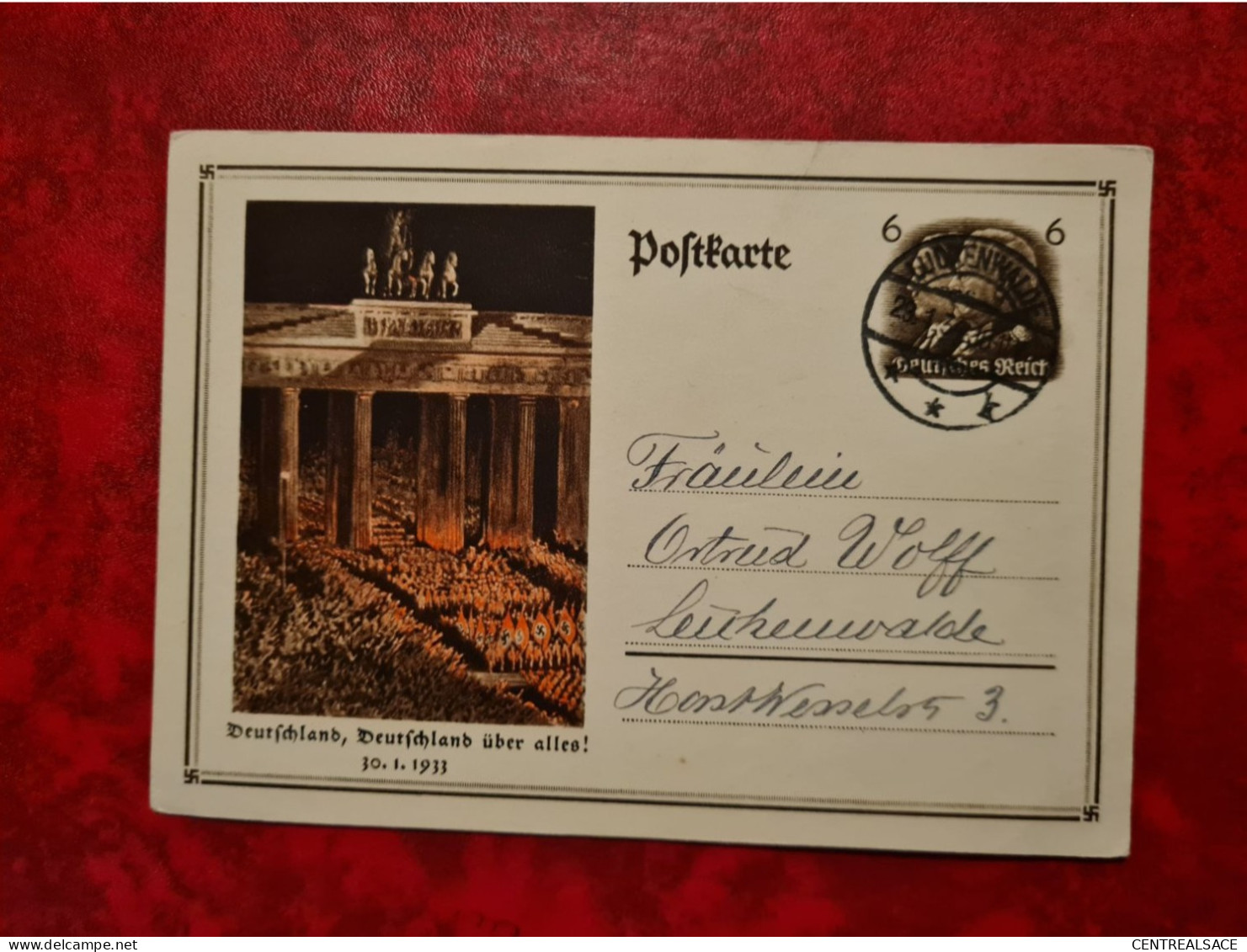 Lettre Allemagne 1934 CARTE ENTIER LUDKENWALDE LUKENWALD DEUTSCHLAND UBER ALLES - Andere & Zonder Classificatie