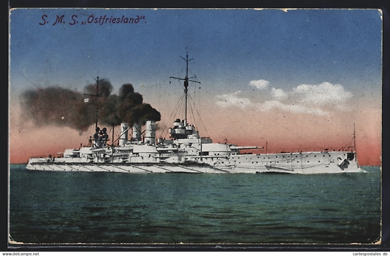 AK Kriegsschiff SMS Ostfriesland Auf See  - Guerre