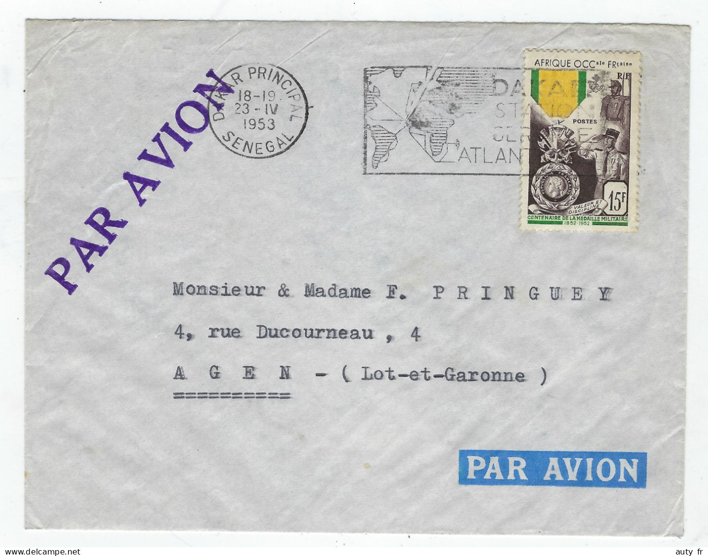 Lettre De DAKAR Timbre AOF 1953 - Covers & Documents