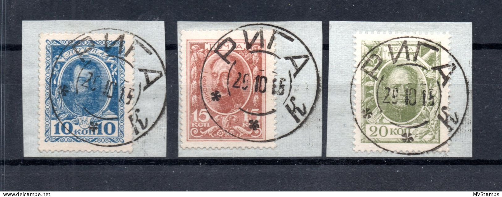 Russland 1915 Satz 107/09 A Notgeld Als Marken Verwendet Gebraucht Auf Briefstucke - Used Stamps