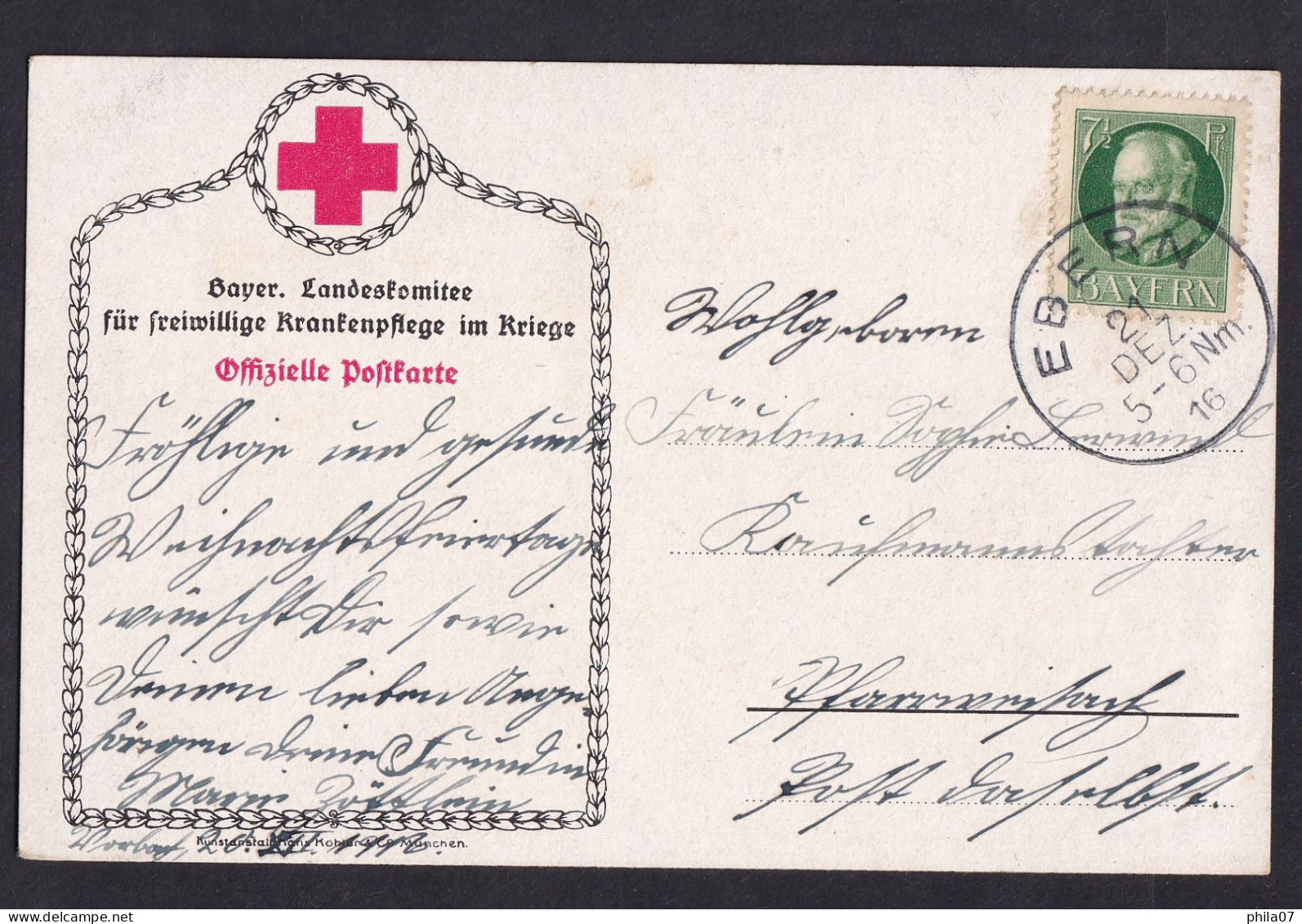 Weihnachtsabend / Bayer Landeskomitee Fur Freiwillige Krankenpflege Im Kriege / Postcard Circulated, 2 Scans - Other & Unclassified
