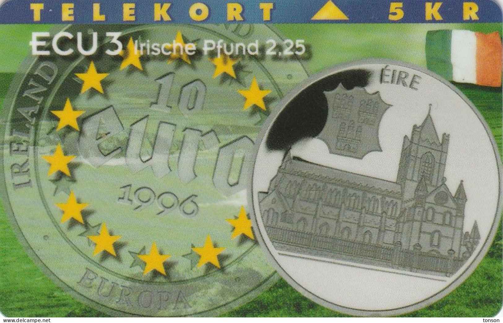 Denmark, P 098, Ecu - Ireland, Flag, Mint Only 1000 Issued, 2 Scans. - Danimarca