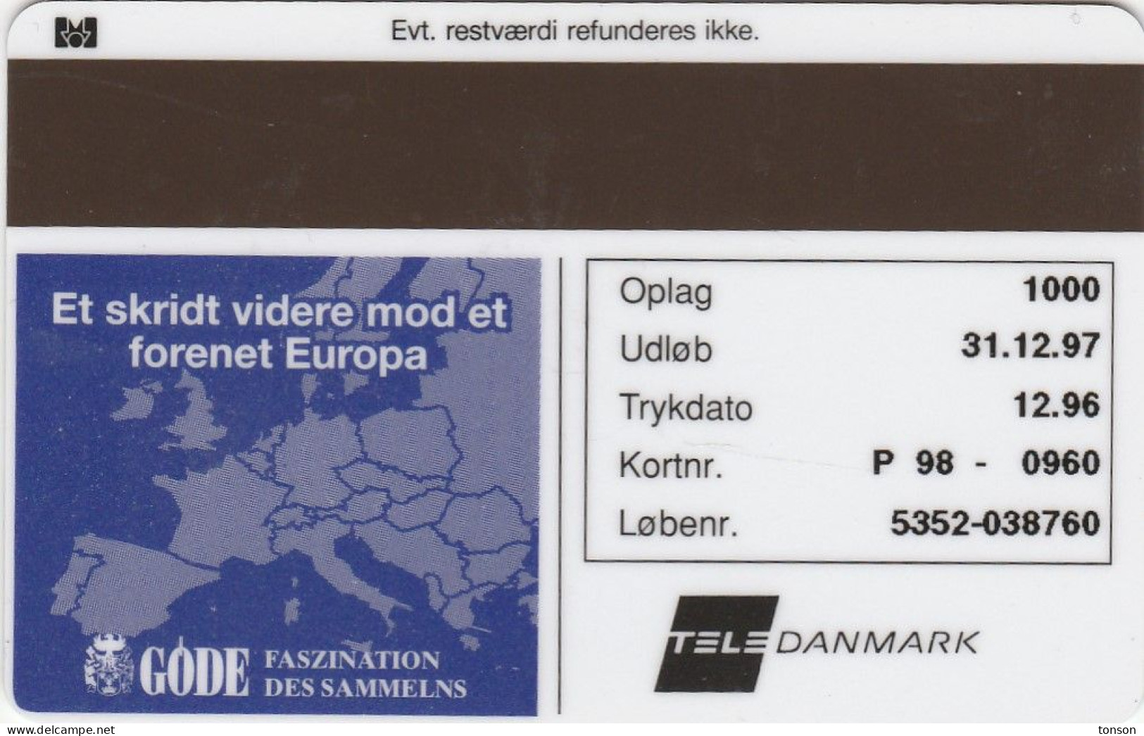 Denmark, P 098, Ecu - Ireland, Flag, Mint Only 1000 Issued, 2 Scans. - Denmark