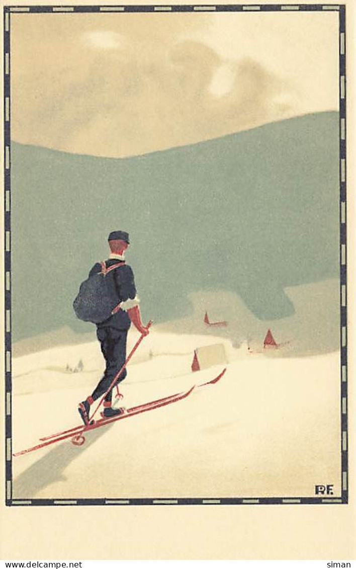 N°25055 - Illustrateur - R.F. - Homme Se Promenant Sur Des Skis De Fond - Altri & Non Classificati