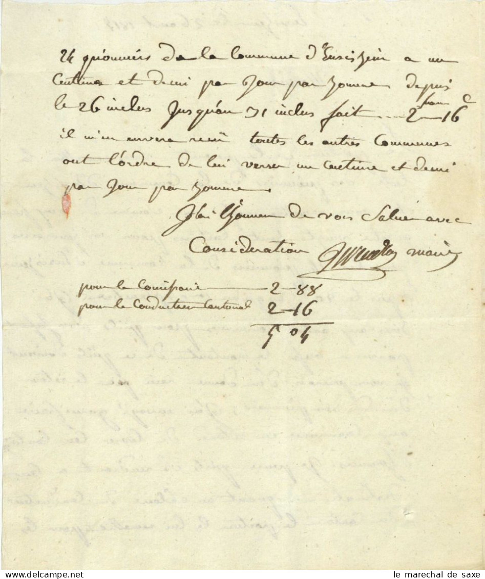 Ignace Wendling (1786-1847) Maire De Ensisheim 1815 Pionniers A Niffer - Historische Dokumente