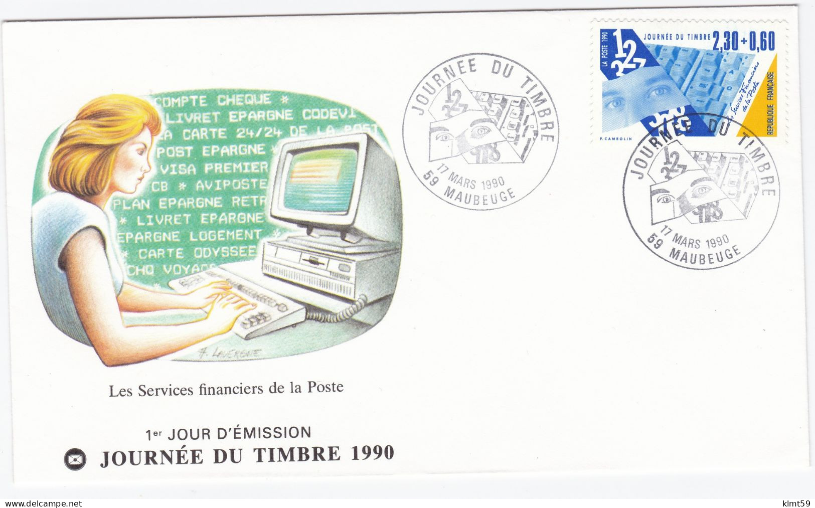 Enveloppe Premier Jour Journée Du Timbre 1990 Maubeuge - 1990-1999