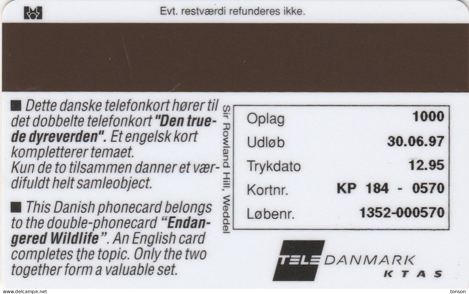 Denmark, KP 184, Condor, Bird, Mint Only 1000 Issued, 2 Scans. - Dänemark