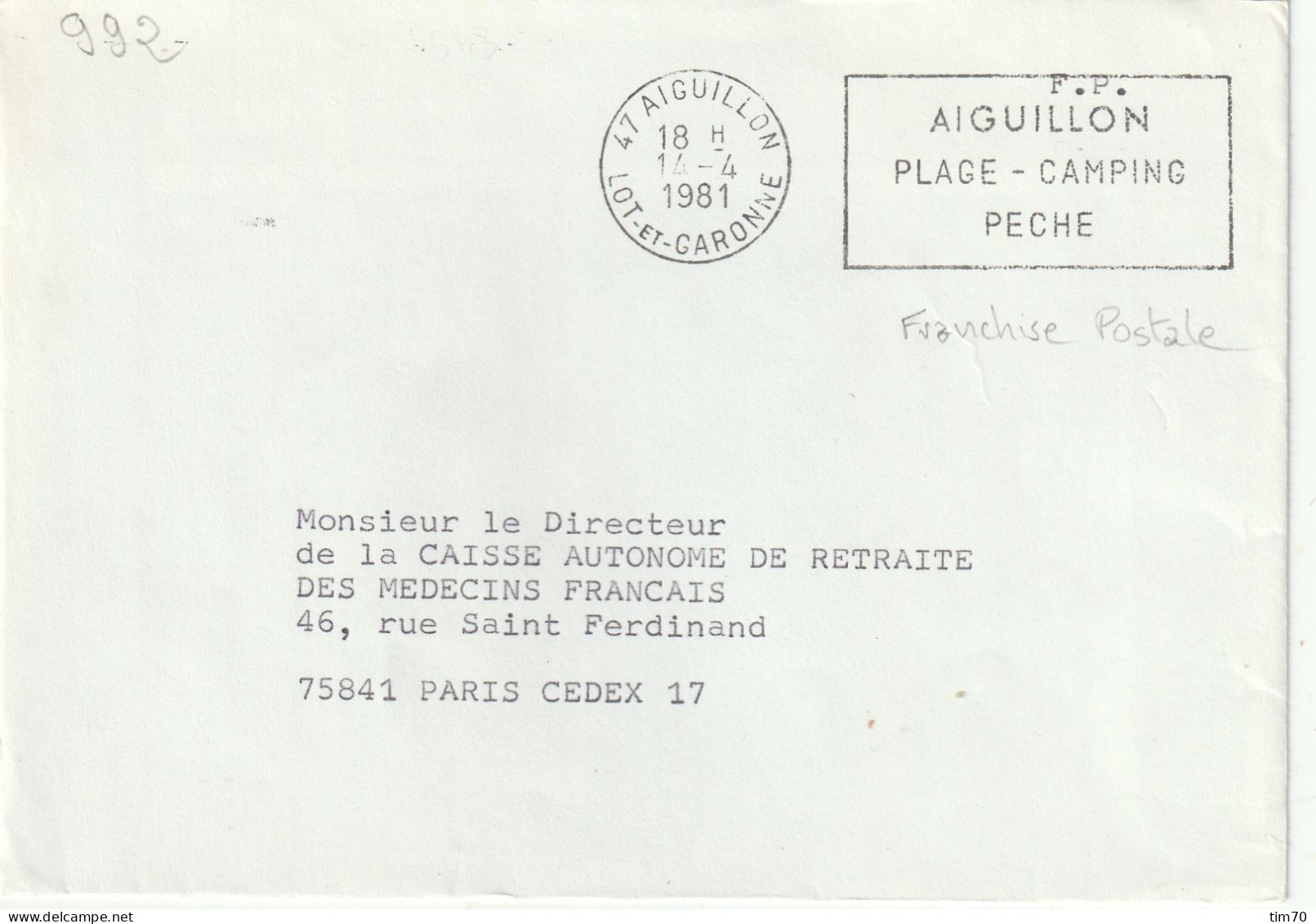 FLAMME  PERMANENTE  "  F . P .  "   47   AIGUILLON - Maschinenstempel (Sonstige)