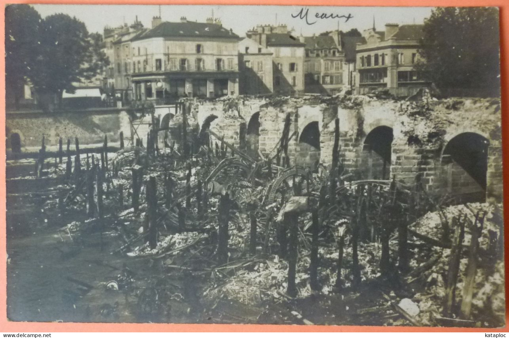 CARTE PHOTO MEAUX - 77 - INCENDIE DES MOULINS 1920 -SCAN RECTO/VERSO -20 - Meaux