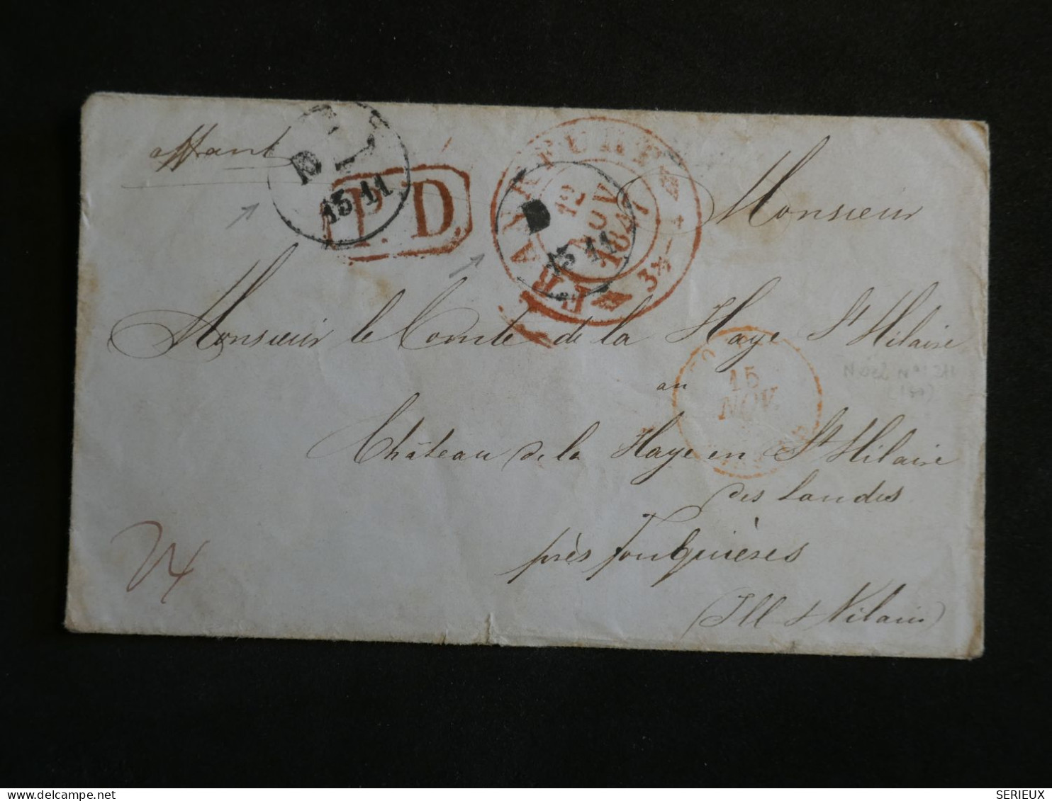 DO18   ALLEMAGNE LETTRE   1841 FRANKFURT A FOUGIERES FRANCE +CACHET CIRE  +AFF. INTERESSANT++ - Prephilately