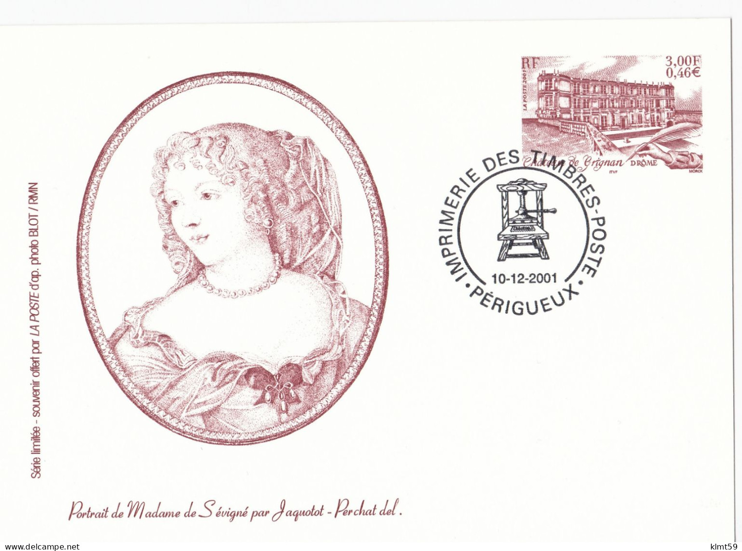 Carte Souvenir Philatélique Du Timbre Château De Grignan La Poste 2001 - Postdokumente