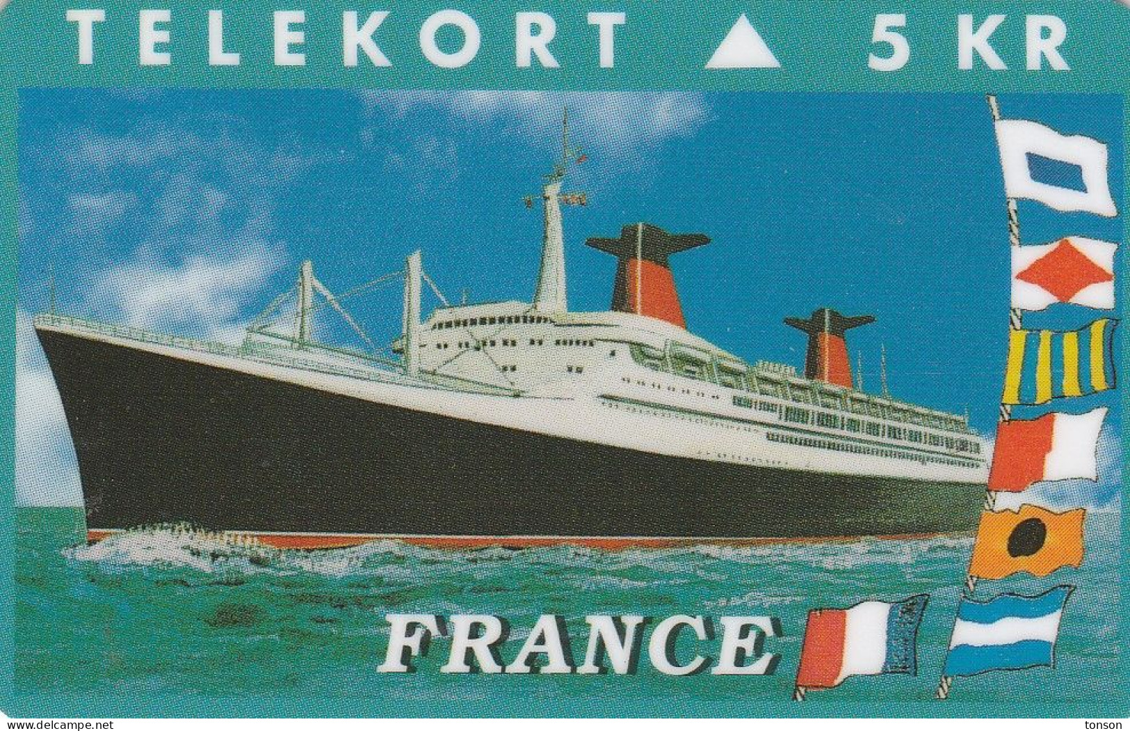 Denmark, KP 127, France, Steamship, Mint, Only 1500 Issued, Flag, 2 Scans. - Danemark