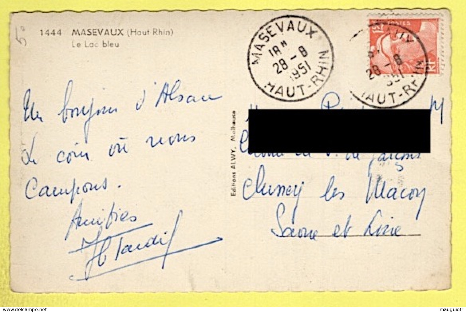 68 HAUT-RHIN / MASEVAUX / LE LAC BLEU / 1951 - Masevaux