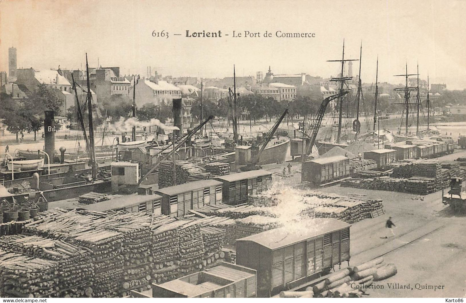 Lorient * Vue Sur Le Port De Commerce * Chargement De Bois * Wagons Ligne Chemin De Fer Grue - Lorient