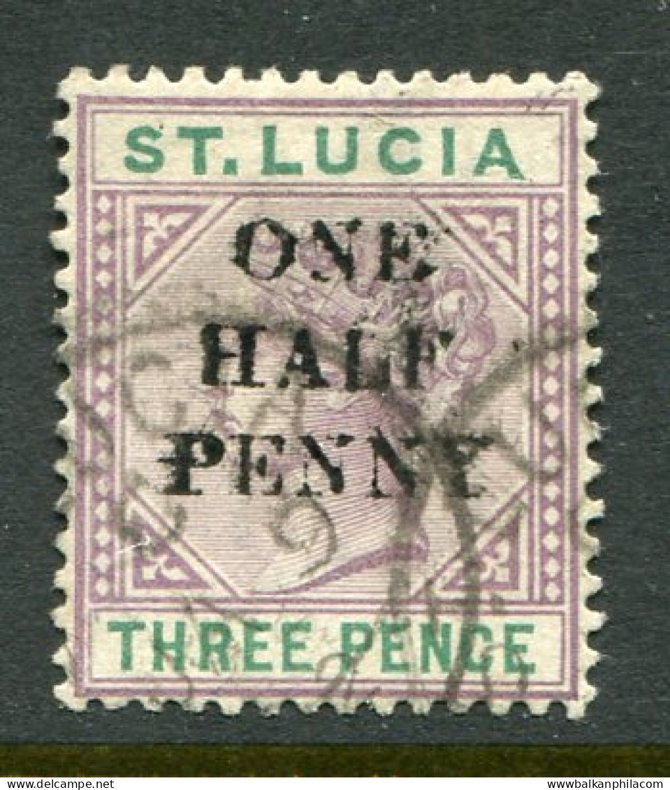 1891 St Lucia 1/2d On 3d Used Sg 56 - St.Lucia (...-1978)