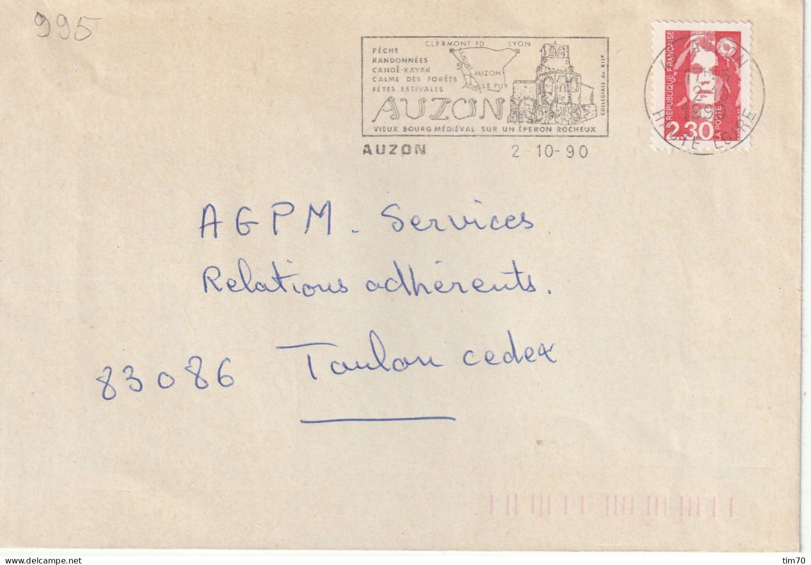 FLAMME  PERMANENTE / N° 2614    43  AUZON - Mechanical Postmarks (Other)