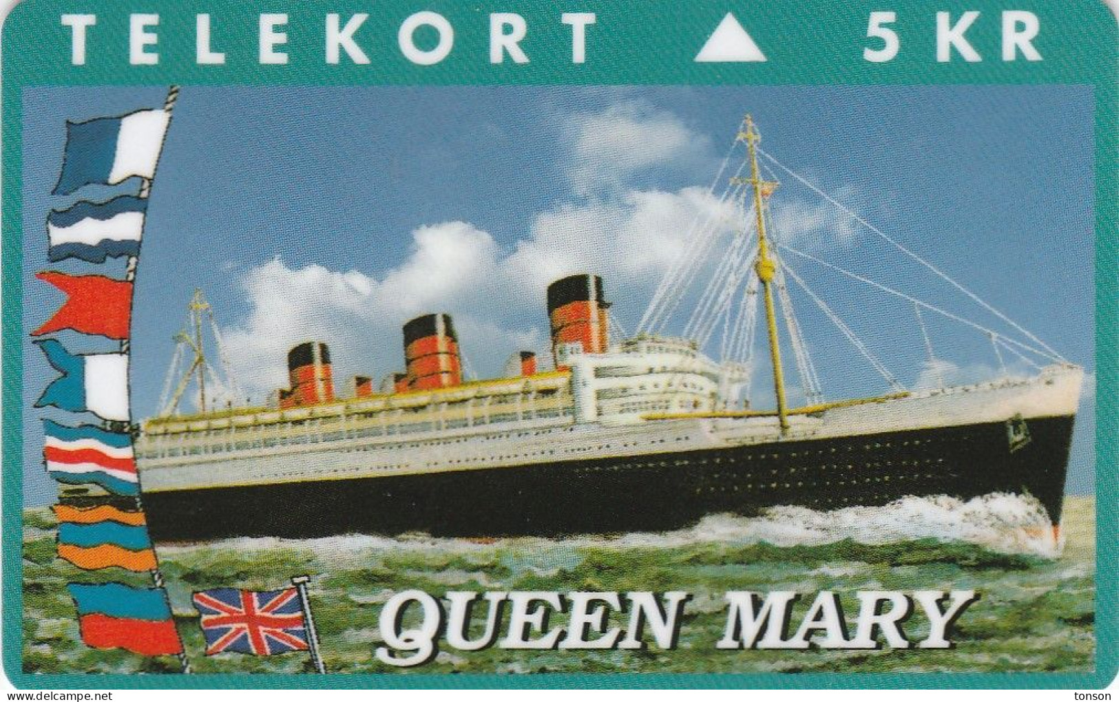 Denmark, KP 109, Queen Mary, Steamship, Mint, Only 2500 Issued, Flag, 2 Scans. - Denmark