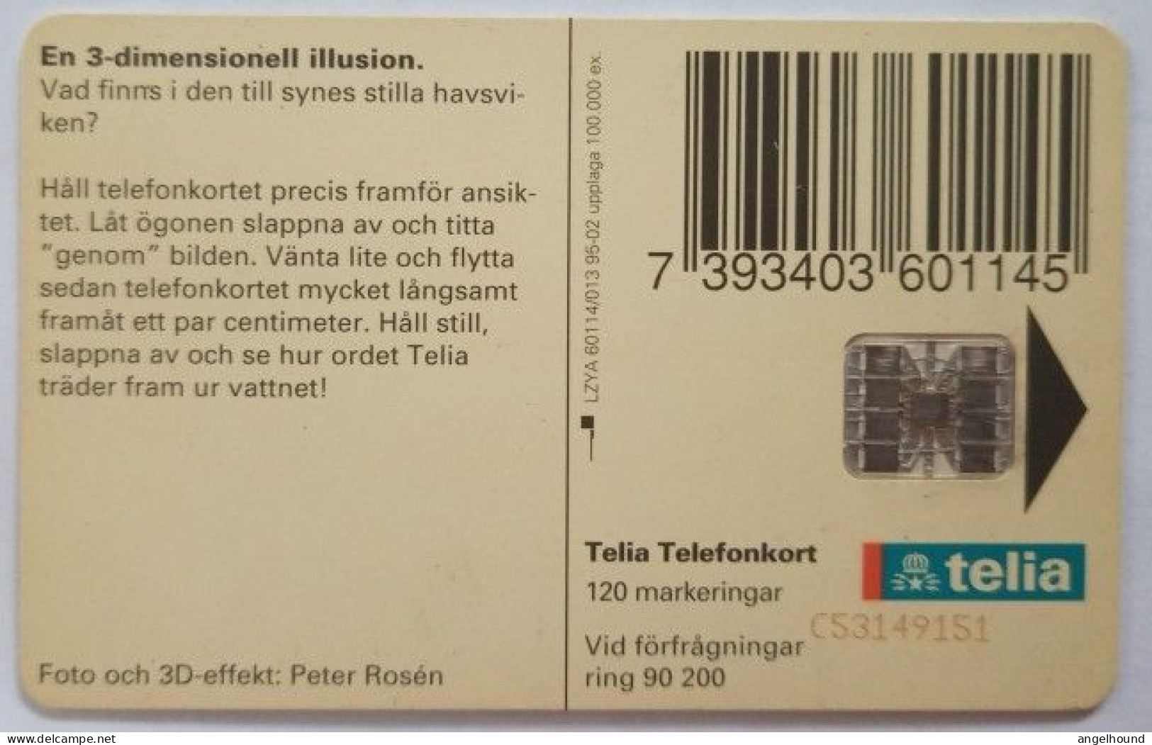 Sweden 120Mk. Chip Card - 3D Illusion - Sweden