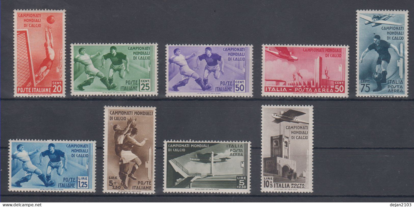 Italy Sport-soccer,airplanes Mi#479/487,Sassone#357/361,A69-72 1934 MNH ** - Other & Unclassified