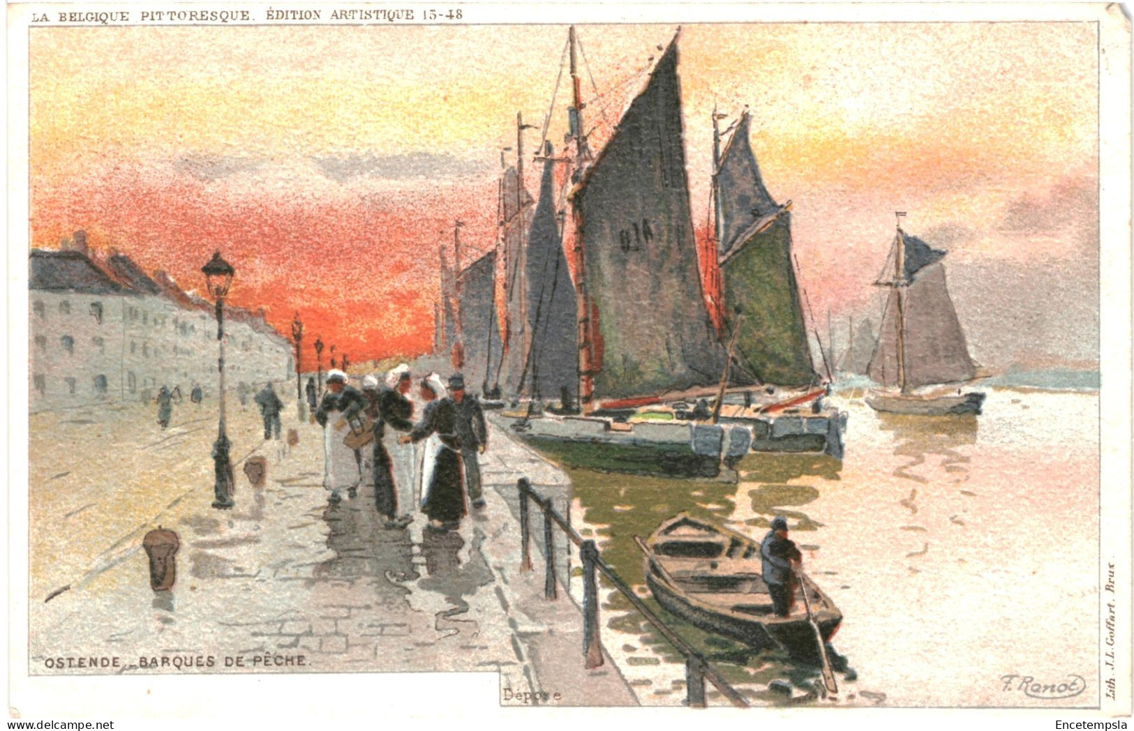 CPA Carte Postale Belgique Ostende Barques De Pêche Illustration  Début 1900 VM80873 - Oostende