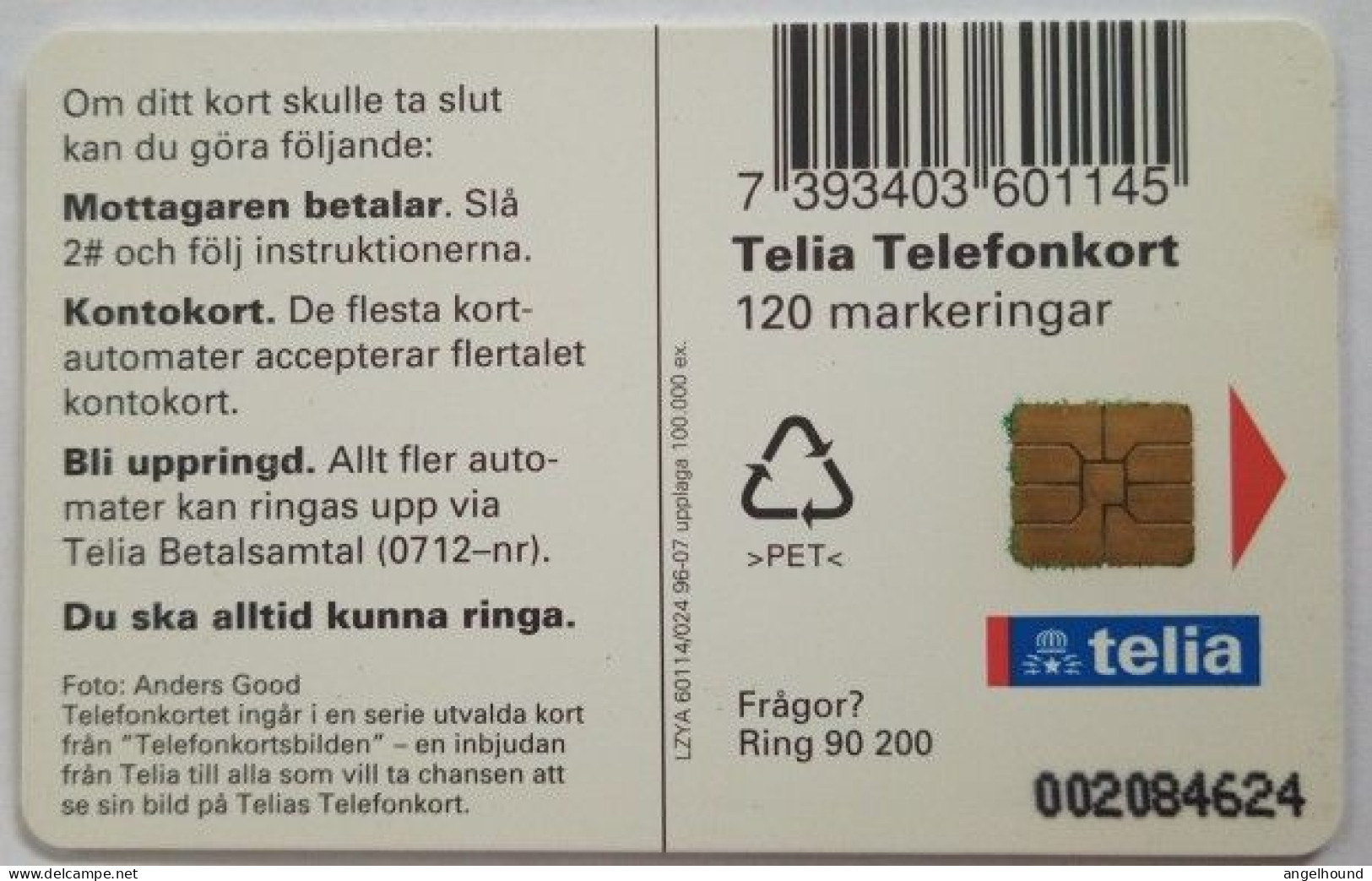 Sweden 120Mk. Chip Card - Crab - Schweden