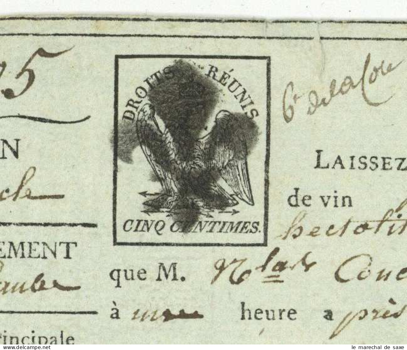 Celles-sur-Ource Bar Sur Seine 1817 Fleur De Lis Congé Du Registre No. 7 Vin Rouge Troyes - Historische Documenten