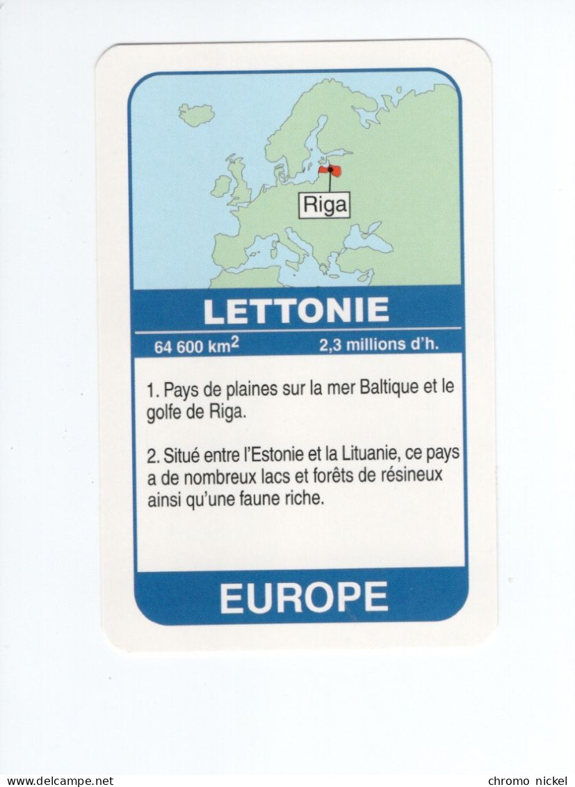 Chromo/carte Plastifiée Moderne LETTONIE Riga Baltic Countries Europe Drapeau Flag Plan Map 90 X 58 Mm Neuve TB - Other & Unclassified