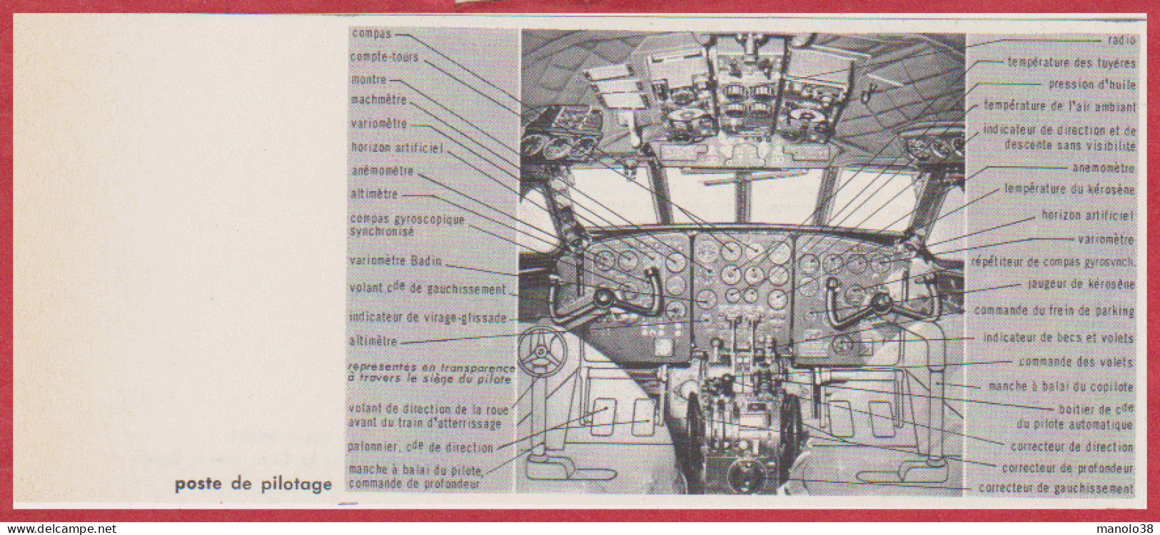 Poste De Pilotage D'un Avion De Ligne. Larousse 1960. - Documents Historiques