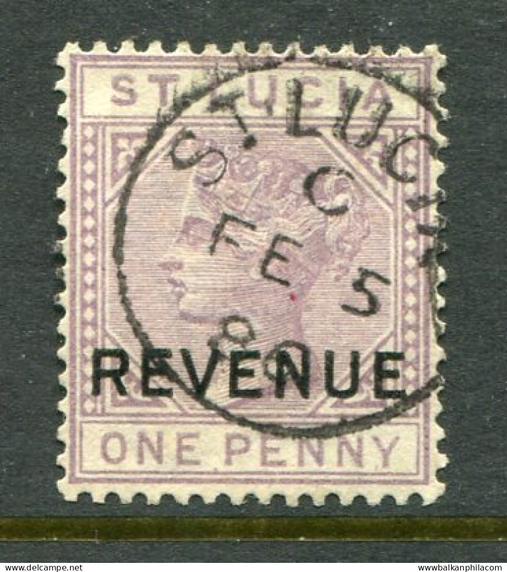 1885 St Lucia Postal Fiscal 1d Used - Ste Lucie (...-1978)