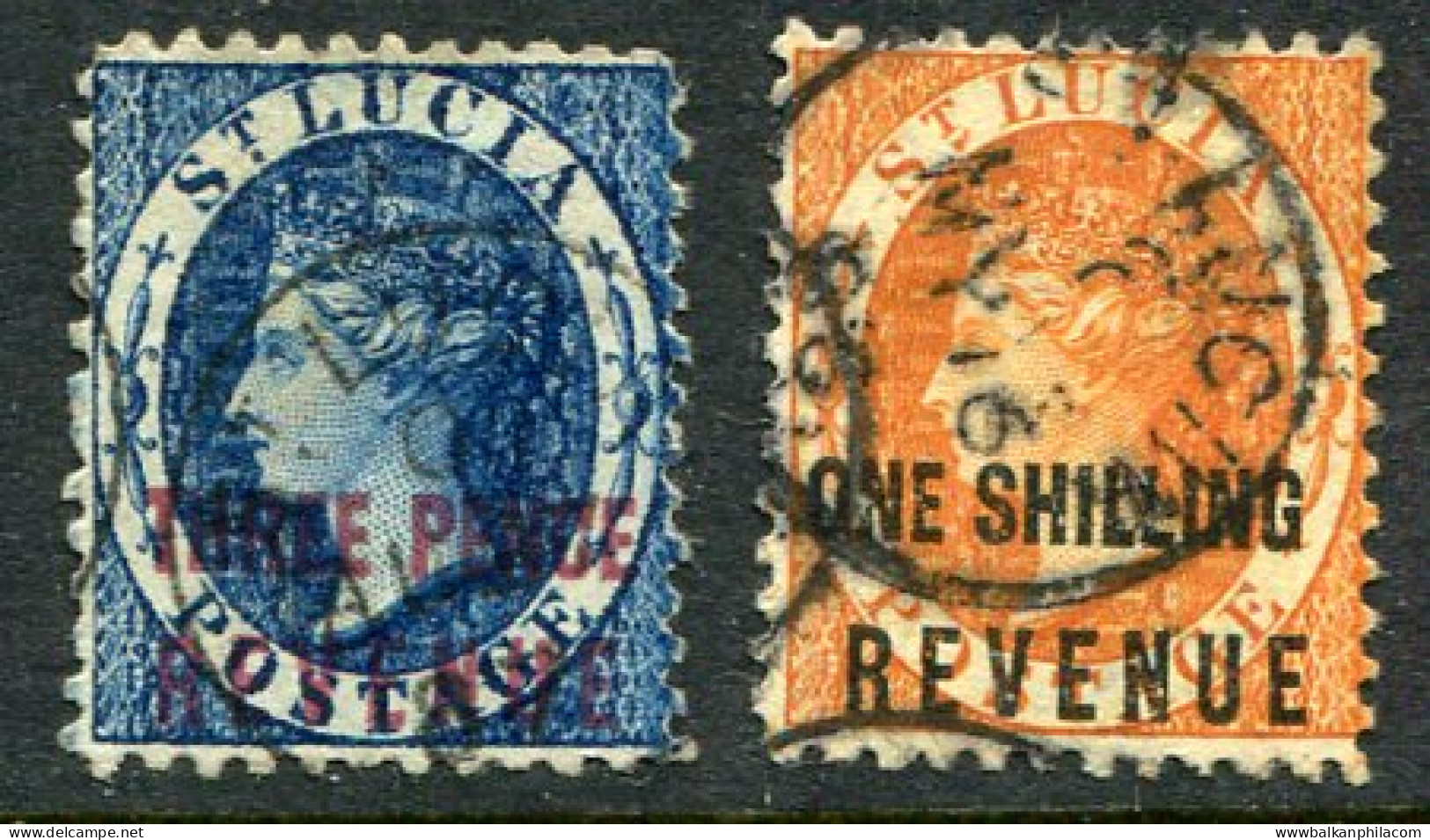 1882 St Lucia Postal Fiscal 3d And 1s Used - Ste Lucie (...-1978)
