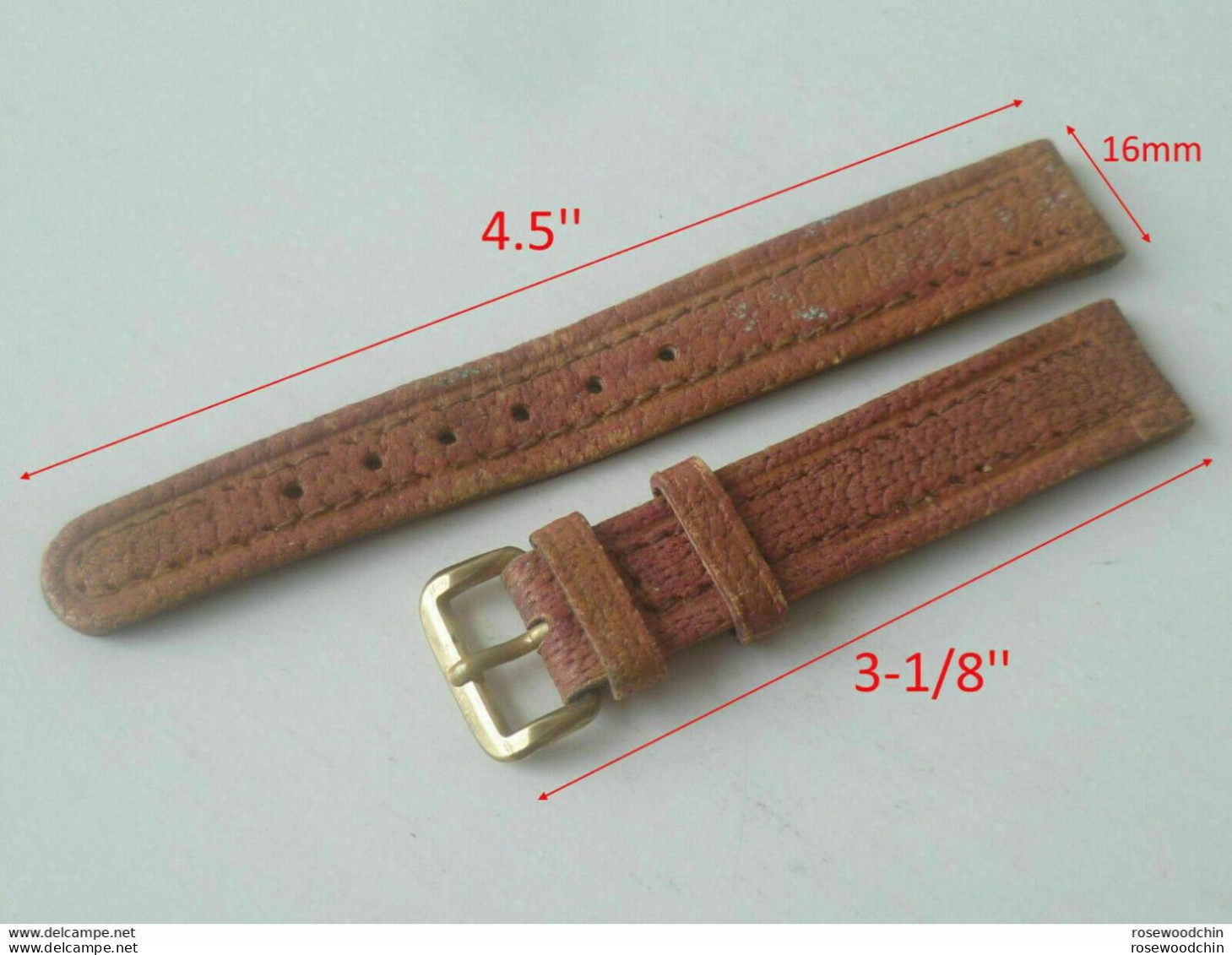 Vintage ! 16mm Titus Technos Casual Pin Buckle Leather Wrist Watch Strap Band - Watches: Bracket